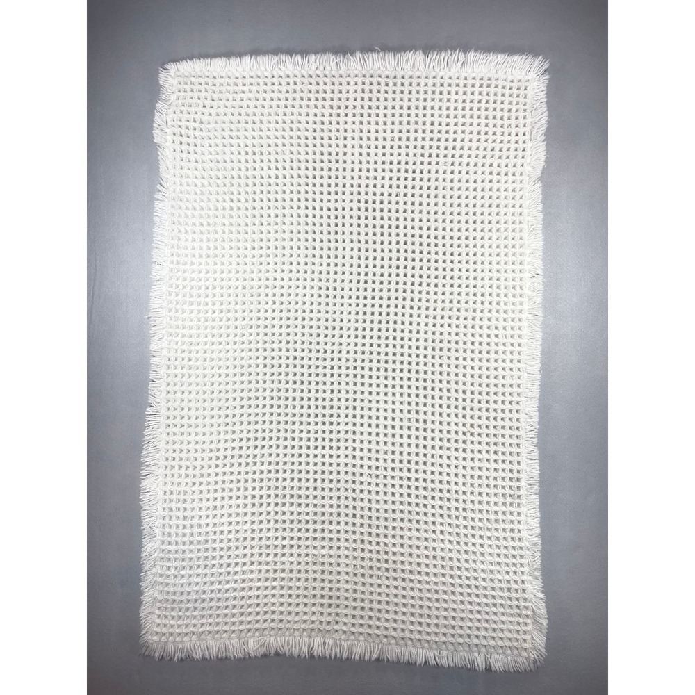 Unbranded Waffle Weave Rug Unisex 23x36 Cotton‎ Fringe Cream White OS